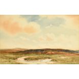 Wycliffe Egginton (1875-1951) British, cattle grazing on a moorland landscape, watercolour,