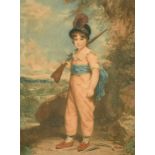 After Sir Martin Archer Shee, A child carrying a rifle in an extensive landscape, stipple