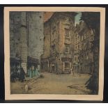 Luigi Kasimir (1881-1962) Austria, a Vienna street scene, coloured etching, signed in pencil, 9.