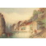 James Alphege Brewer (Early 20th Century), 'On the Sambre, Old Namur', etching, signed and inscribed