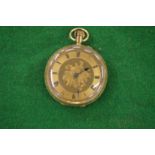 A Ladies engraved gold pocket watch hallmarked 18 carat gold.