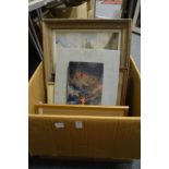 Box of paintings and prints etc.