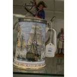 A Royal Worcester tankard depicting Nelson's victory at Trafalgar.