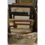 Box of assorted paintings and prints etc.