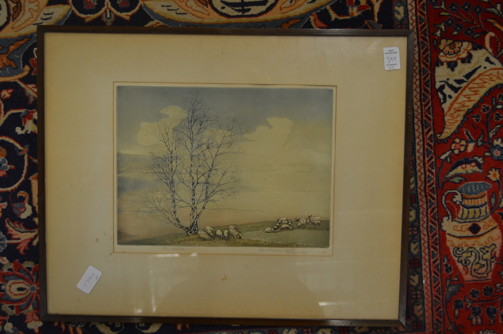 A colour print of Loseley house and an engraving of sheep. - Image 2 of 2