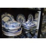 A large quantity of blue and white to include meat dishes, plates etc.