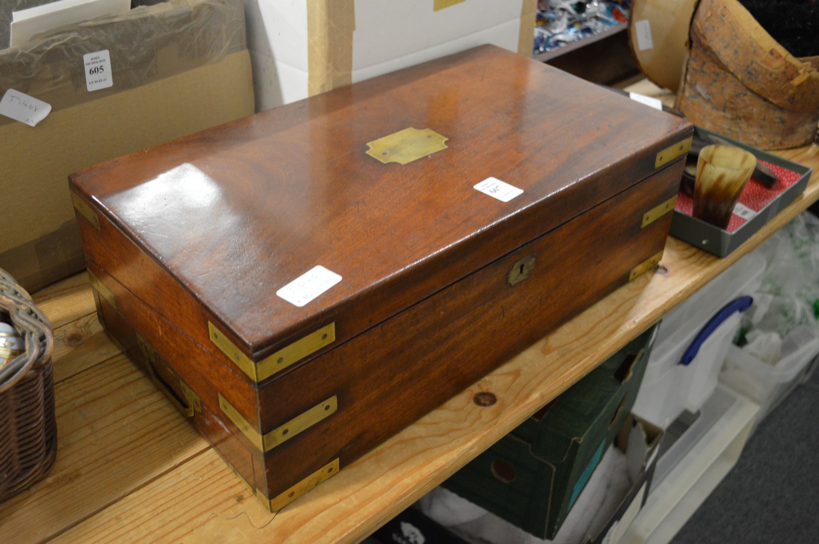 A good brass bound mahogany writing slope.