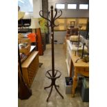 A bentwood coat stand.