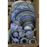 A quantity of Chinese and Japanese blue and white china to include plates, teapots etc.