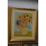 Vincent van Gogh, Sunflowers in a vase, colour print.