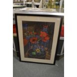 A large colour print depicting flowers in a pot.