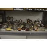 A plated four piece tea service and other items.