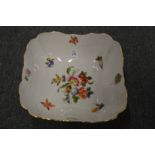 A good large Herend porcelain bowl decorated with fruit and flowers.