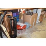 Household and garden miscellaneous to include saddle racks, a radiator, a large pulley etc.