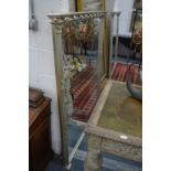 A GOOD LARGE REGENCY STYLE SILVERED FRAMED OVER MANTEL MIRROR. 4' 9" high x 4' 3" wide.