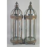 A LARGE PAIR OF CIRCULAR LANTERNS. 2ft 10ins high.