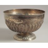 A VICTORIAN SILVER WRYTHEN FLUTED CIRCULAR ROSE BOWL. 8ins diameter. London 1896.