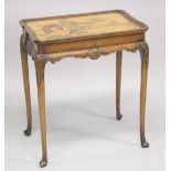 A SMALL WALNUT AND CHINNOISERIE DECORATED OCCASIONAL TABLE. 2ft long x 1ft 3.75ins wide x 2ft 3.5ins