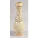 A CHINESE SONG CELADON GLAZE POTTERY FUNERARY VASE, 23cm high.