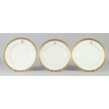 THREE REZA PAHLAVI PORCELAIN PLATES, by Rosenthal, each 26cm diameter.