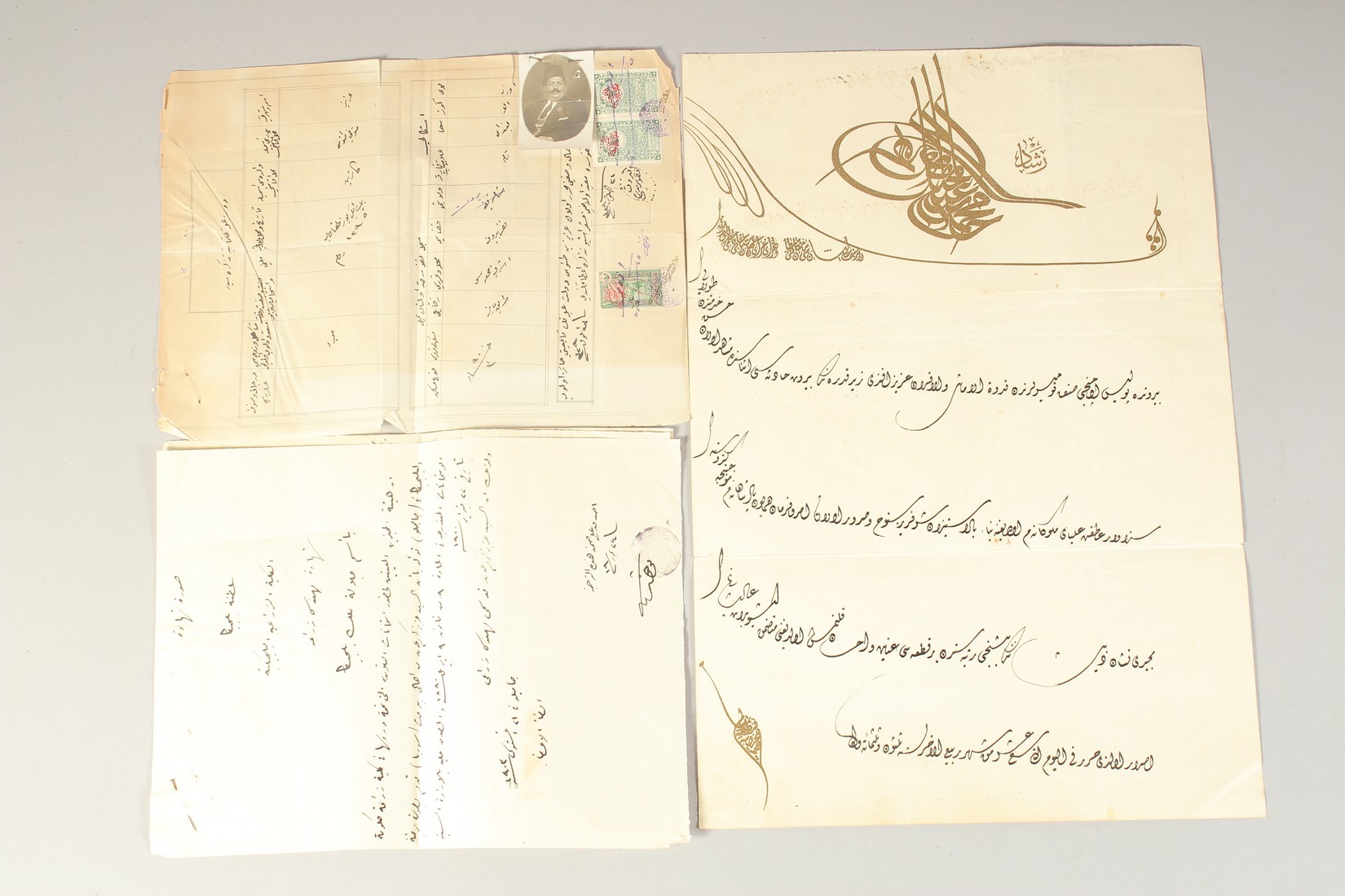 THREE OTTOMAN FIRMAN DOCUMENTS, two documents signed and dated, 19th century, (3).