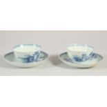 TWO CHINESE NANKING CARGO TEACUPS AND SAUCERS, (4 pieces).
