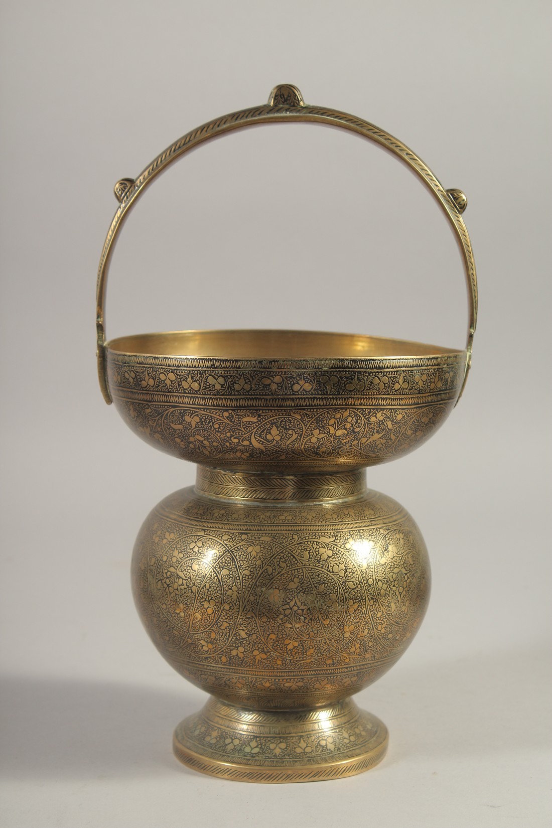 AN ENGRAVED BRASS SPITTOON, 29cm high. - Image 3 of 6