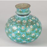 A RARE 19TH CENTURY CHINESE CLOISONNE ENAMELLED HUQQA BASE, for the Islamic Indian market, 15cm