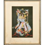 A 20TH CENTURY INDIAN GOUACHE PAINTING BY RAM BHAKTA, framed and glazed, image 37cm x 24.5cm.