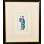 SIX CHINESE PITH PAINTINGS OF VARIOUS FIGURES, uniformly framed and glazed, each image approx.