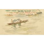 Paul Lucien Maze (1887-1979) French/British, boating at Henley, watercolour, signed and inscribed,