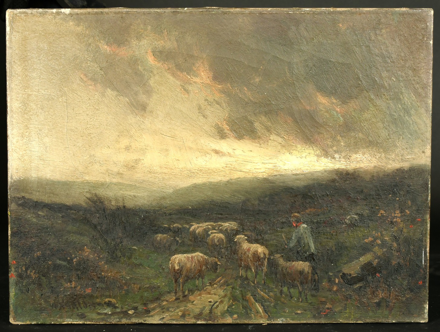 William Ashton (1853-1927) British, cattle watering at dusk, oil on canvas,signed, 12" x 19" (30 x - Image 5 of 6