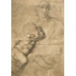 After Michelangelo, a print of a mother and child, 13" x 9.5", (33x24cm).