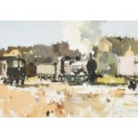 John Yardley (b.1933) British, 'Shunting', study of a steam engine, watercolour, signed in pencil,