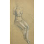 Late 19th English School, a pencil and chalk study of a female nude, 17.25" x 9.25", (44 x 23.5cm).