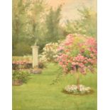 Ernest Arthur Rowe (1862-1922) British, A sundial in a rose garden, watercolour, initialled, 11" x