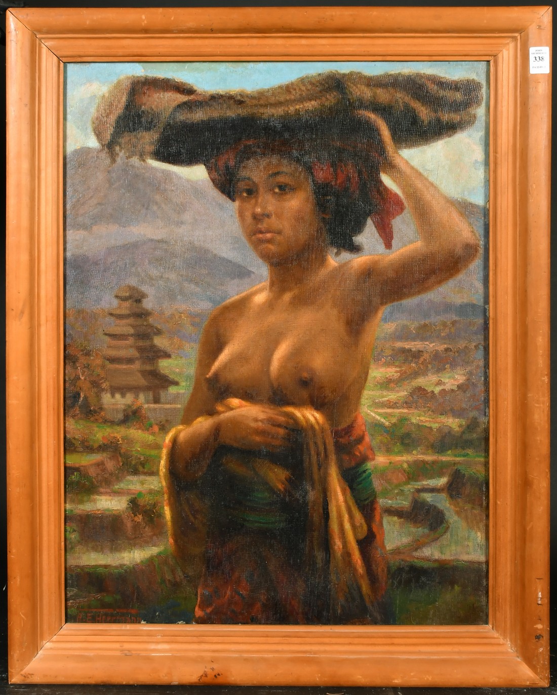 A. E. Herrmann (first half 20th Century), a portrait study of a Balinese woman in a landscape, oil - Image 2 of 4
