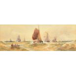 Thomas Bush Hardy (1842-1897) British, 'Off Scheveningen', leeboard barges under sail,