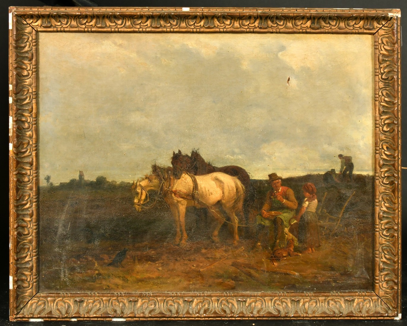 Seybold, 19th Century, figures and horses on open heathland, oil on canvas, signed and dated 1866, - Image 2 of 4