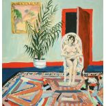 Graham Knuttel (b.1956), Study of a female nude in an interior, watercolour and gouache, signed
