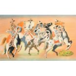 School Prints Ltd, 'Arizona Cowboys' by Buk Ulreich, original lithograph, 19.25" x 29.75", (