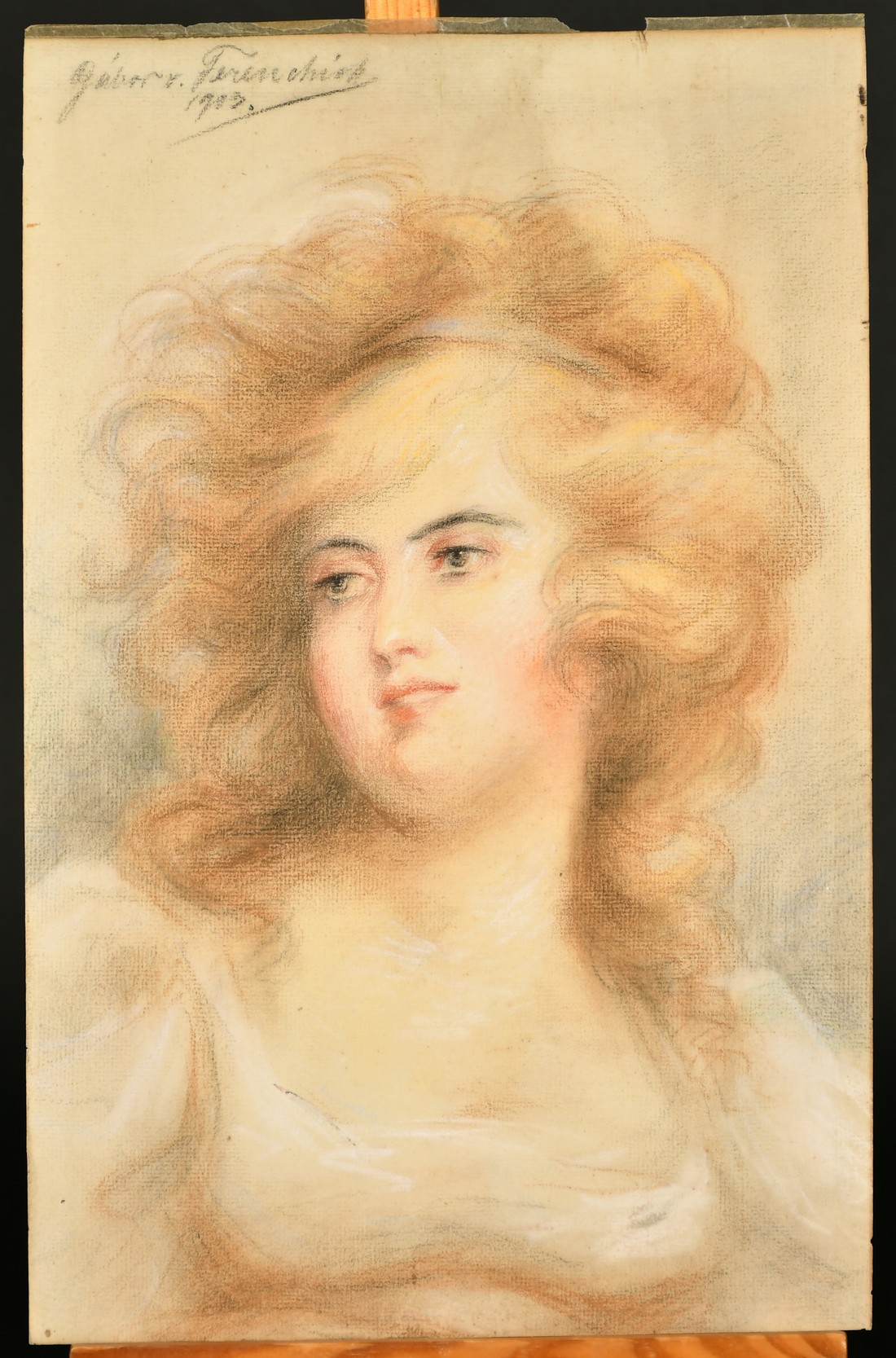 Gabor Von Ferenchich (19th/20th Century), a head study of a female, pastel, 15" x 9.5", (38 x 24cm), - Image 2 of 4