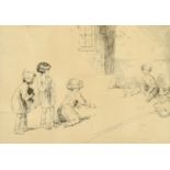 Eileen Alice Soper (1905-1990), children playing marbles, etching, signed in pencil, plate size 5" x