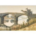 Albert E. Hurst, 'Ribchester Bridge', watercolour, signed and dated '83, Blackburn Artists Society