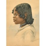 A. Ramiandrasoa, Madagascan School, 'Femme Antaimoro', a head study, watercolour, signed and