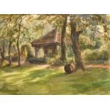 Circle of James Orrock, 'A black and green garden, Vanbrugh', watercolour, inscribed in pencil, 5" x
