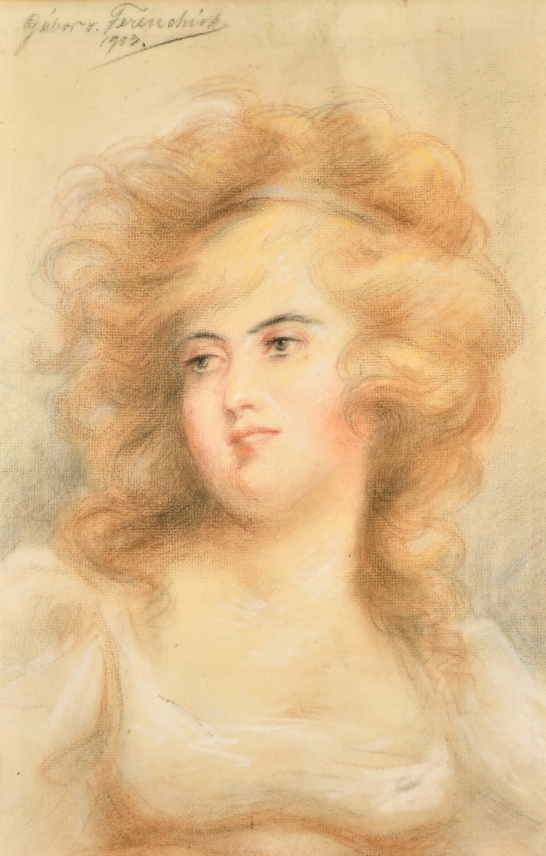 Gabor Von Ferenchich (19th/20th Century), a head study of a female, pastel, 15" x 9.5", (38 x 24cm),