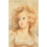 Gabor Von Ferenchich (19th/20th Century), a head study of a female, pastel, 15" x 9.5", (38 x 24cm),