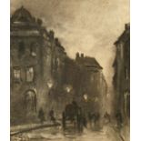 George Sheffield (1839-1892), British, a study of a street scene with a carriage, charcoal, signed