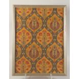 AN ISLAMIC/ORIENTAL FLORAL TEXTILE, framed and glazed, 54.5cm x 40cm.